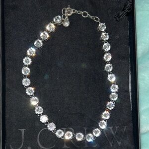 J. Crew Clear Crystal Tennis Necklace - Silver Tone Swarovski